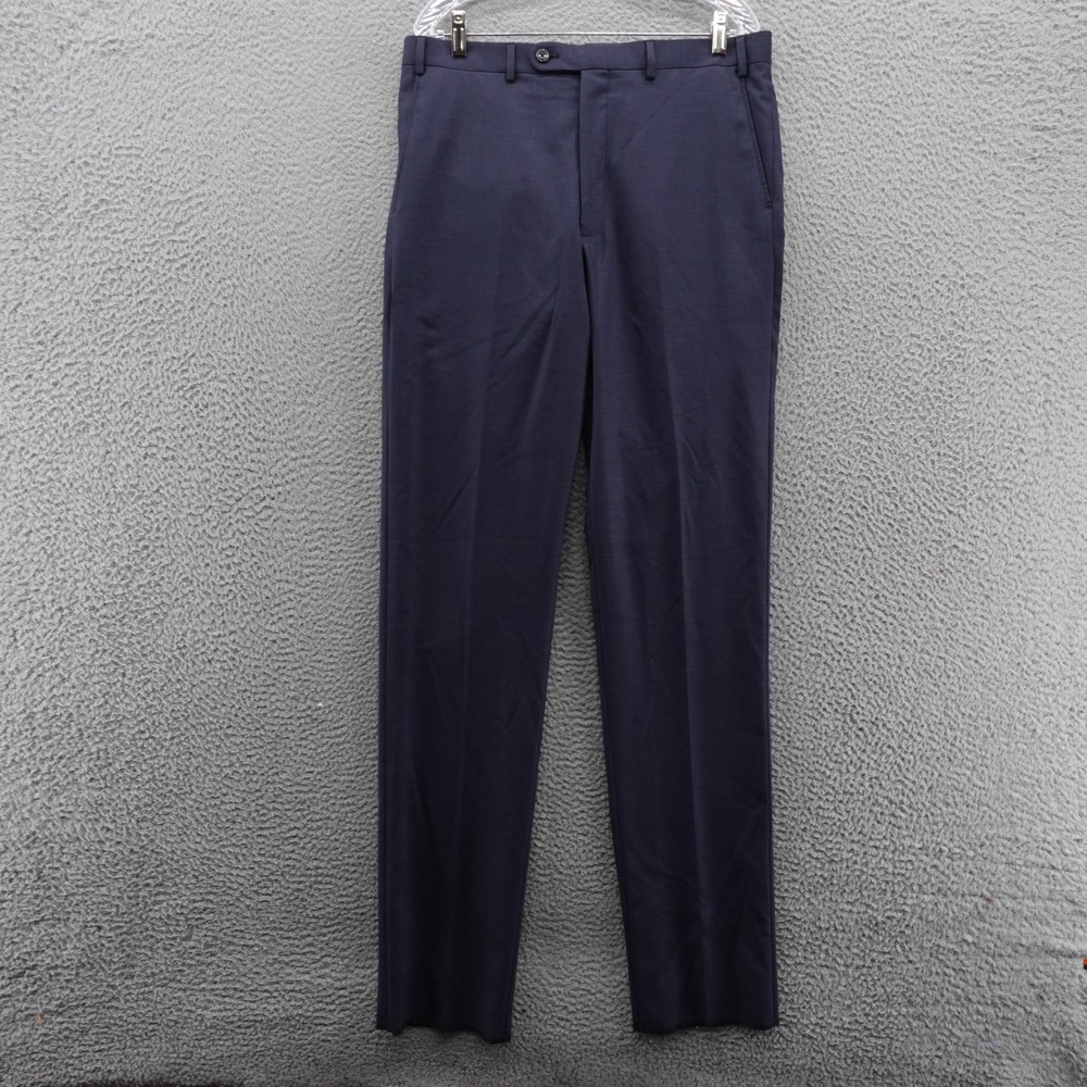 Vince Camuto Mens Dress Pants Size 35 Blue Flat Front Slim Fit‎ Unhemmed NEW
